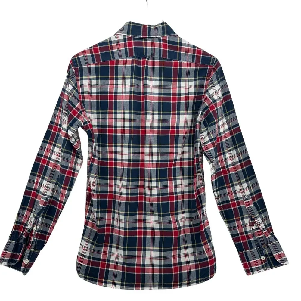 Sewn for J.Crew Plaid Shirt Mens S Slim Fit Blue Red Button Up Work Casual